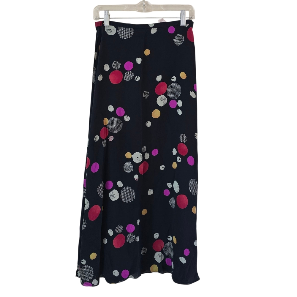 PETER NIGÅRD Polka Dot 100% Silk Maxi Skirt Multicolor Size 8